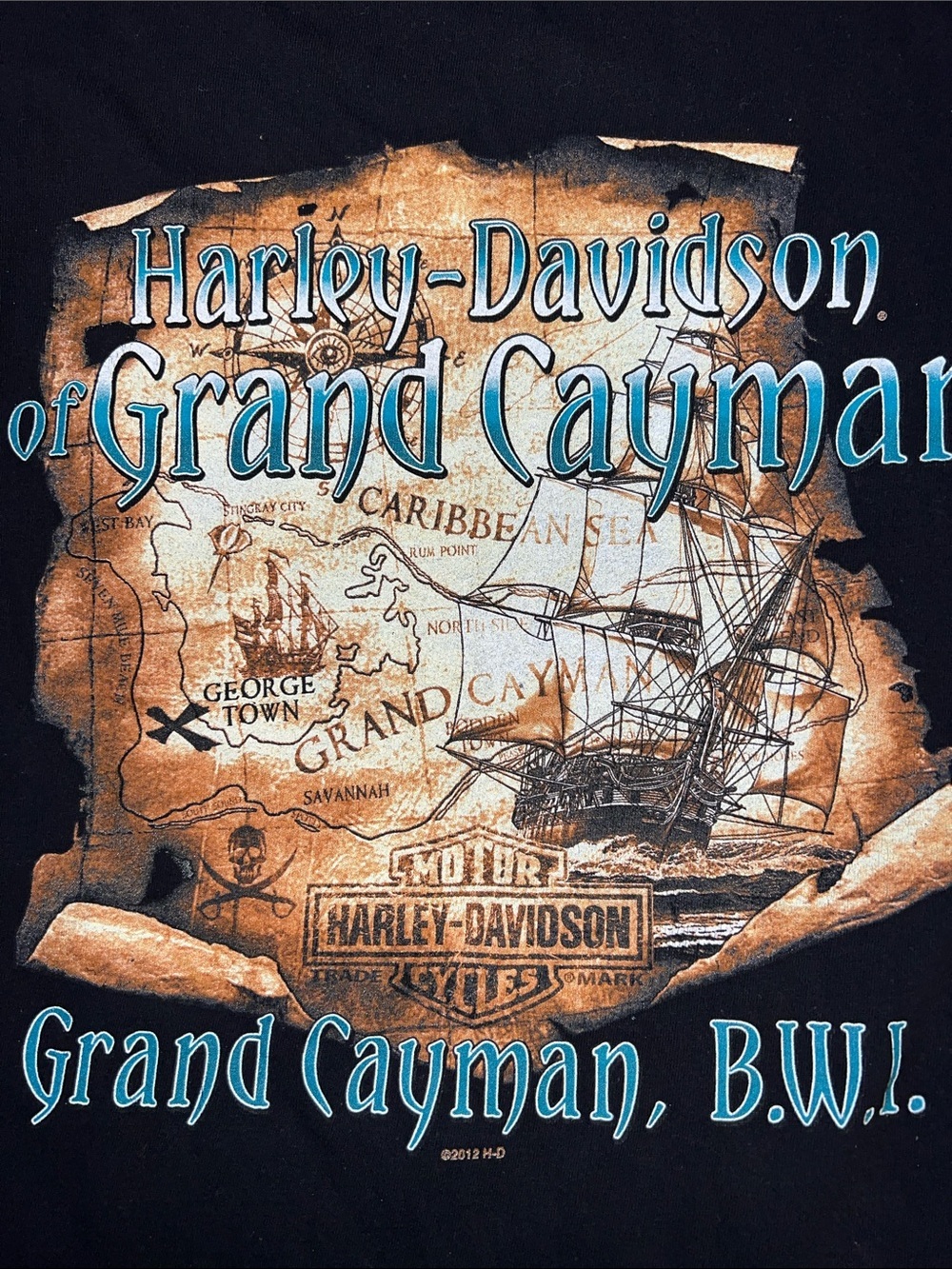 Harley-Davidson Black Short-Sleeve Beach Grand Cayman Motorcycle Graphic Tee XXL